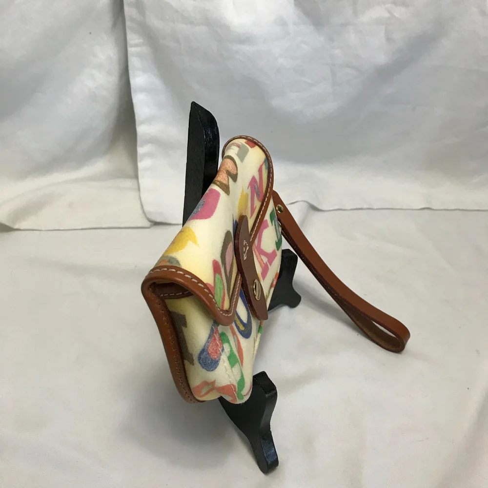 Dooney and Bourke Vintage Graffiti Rainbow Flap Wristlet - Picture 3 of 8
